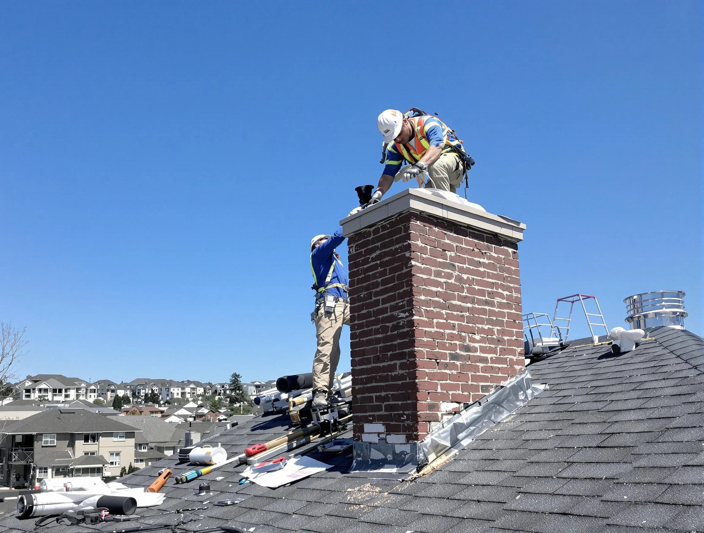 College Park Chimney Sweep repairing a chimney crown in College Park, GA