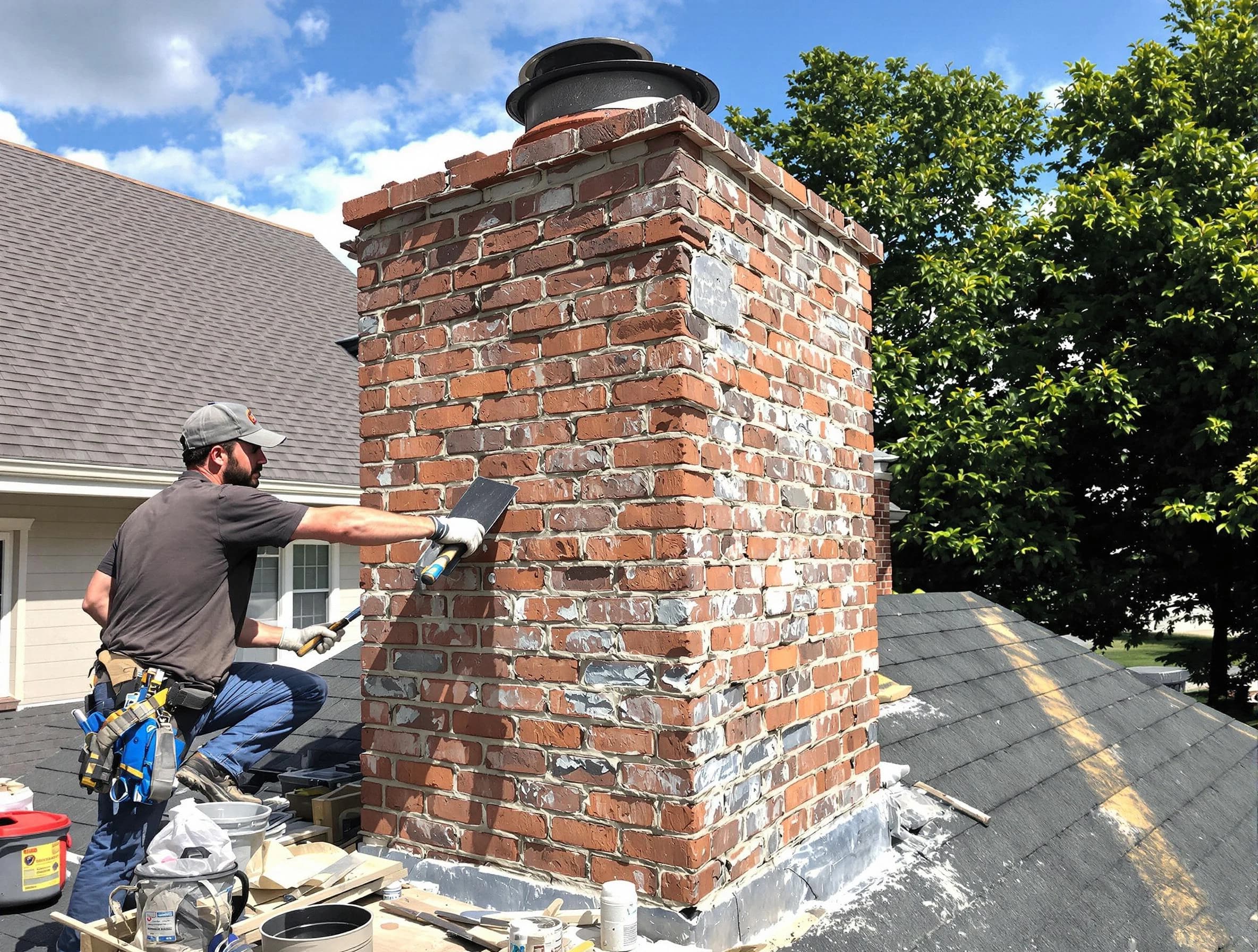 Completed chimney rebuild by College Park Chimney Sweep in College Park, GA