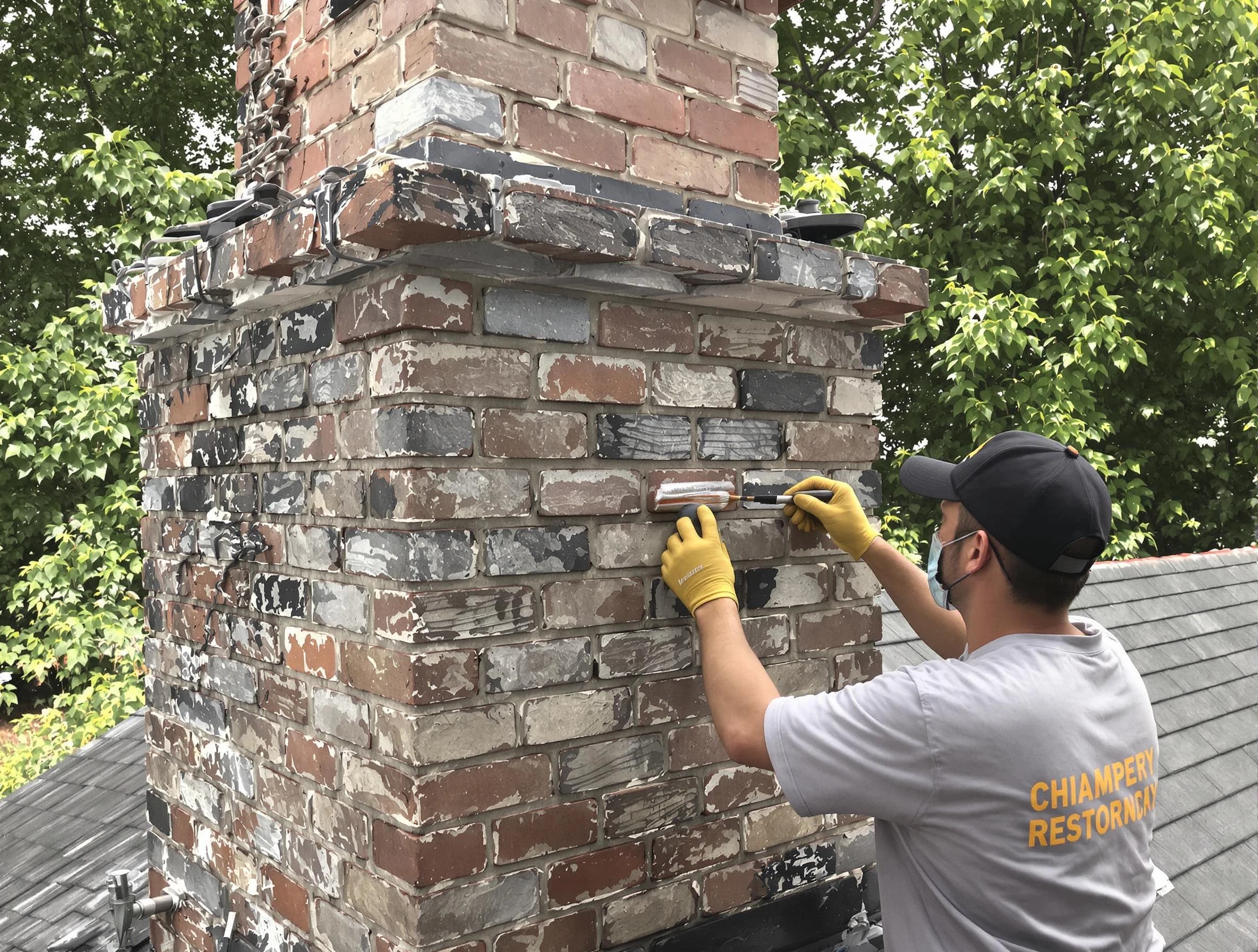 In-progress chimney restoration by College Park Chimney Sweep in College Park, GA