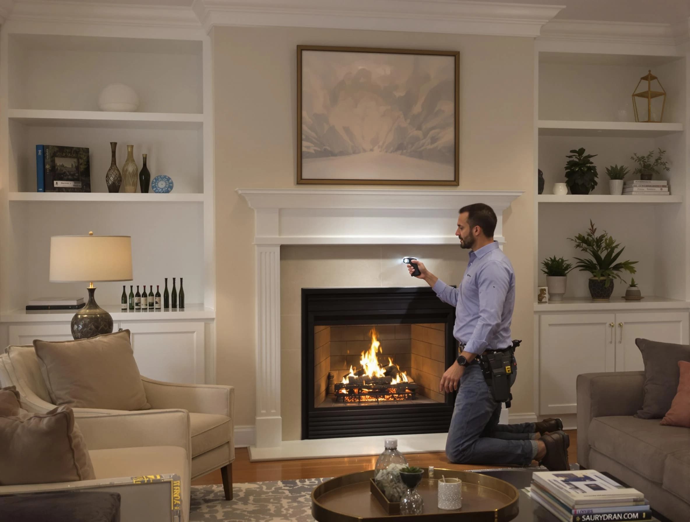 College Park Chimney Sweep conducting a fireplace safety inspection in College Park, GA