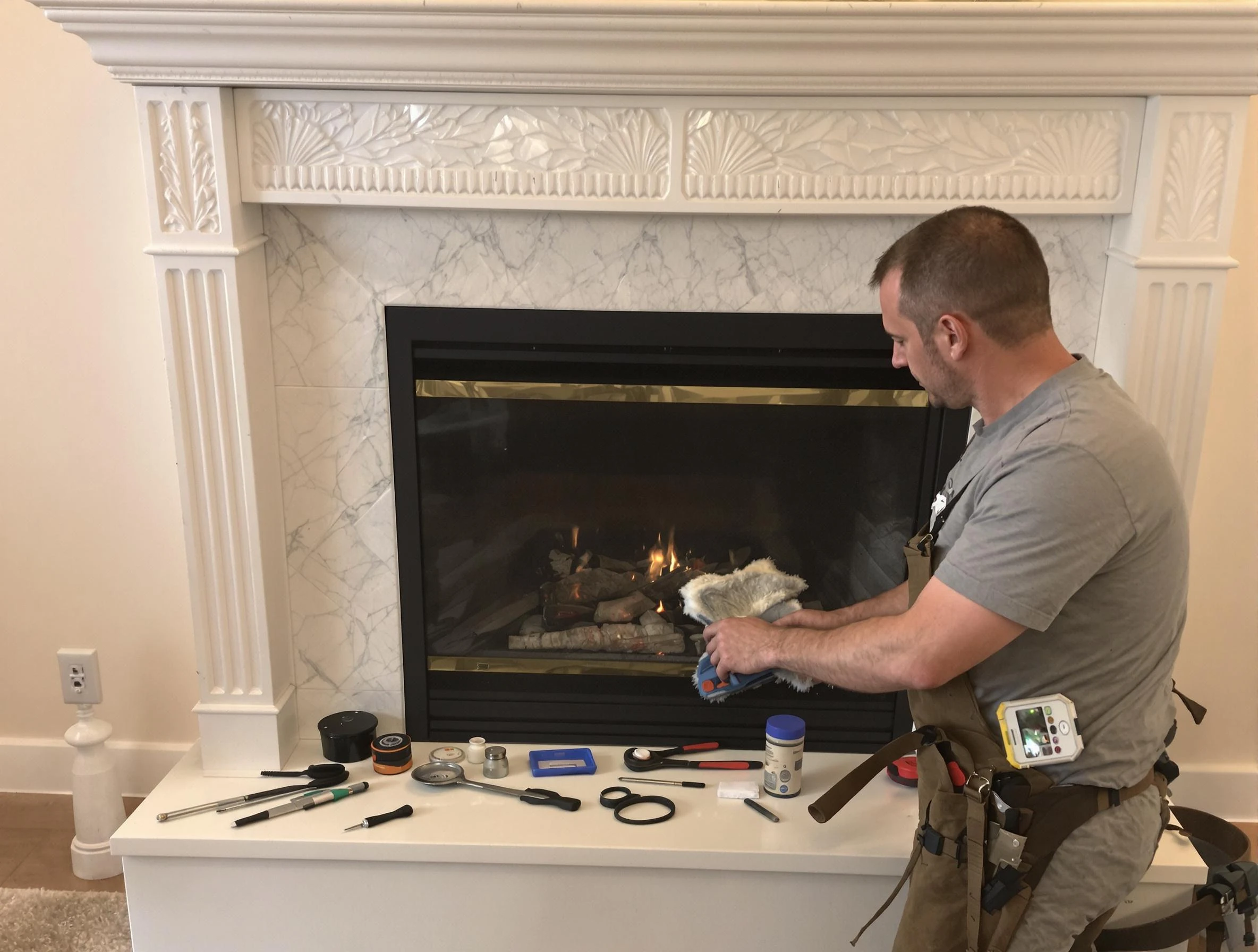 College Park Chimney Sweep performing fireplace maintenance in College Park, GA